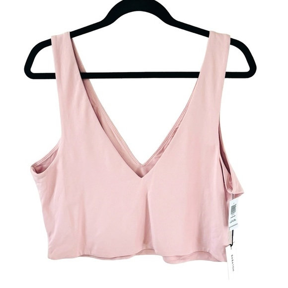 BABATON Aritzia NWT Poetic Pink Pastel V Neck Crop Top  SZ 2 XL - Picture 1 of 5